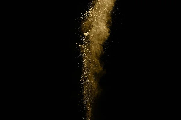 Explosión Polvo Dorado Sobre Fondo Negro Nube Colores Polvo Colorido —  Fotos de Stock