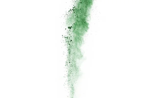 Zöld Por Robbanás Fehér Háttérrel Színes Felhő Színes Por Robban — Stock Fotó