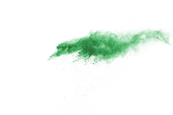 Explosão Verde Fundo Branco Nuvem Colorida Poeira Colorida Explode Pintura — Fotografia de Stock