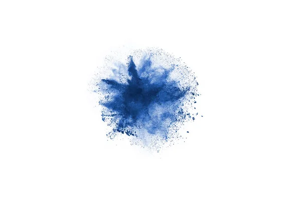 Explosion Poudre Couleur Bleue Sur Fond Blanc Nuage Coloré Poussière — Photo