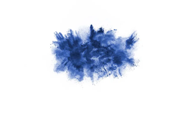 Niebieski Kolor Wybuch Proszku Białym Tle Kolorowa Chmura Kolorowy Pył — Zdjęcie stockowe