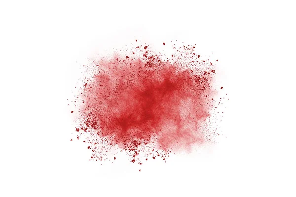 Bevriezen Beweging Van Rood Poeder Exploderen Geïsoleerd Witte Achtergrond Abstract — Stockfoto