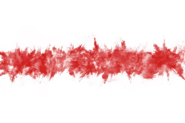 Freeze Motion Red Powder Exploding Isolated White Background Abstract Design — Stock Photo, Image