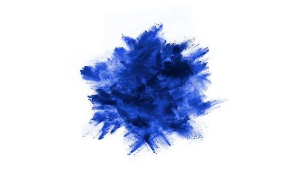 Синий Цвет Взрыва Порошок Белом Фоне Цветное Облако Разноцветная Пыль — стоковое фото