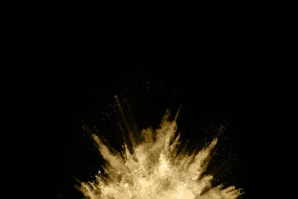 Golden Powder Explosion Black Background Colored Cloud Colorful Dust Explode — Stock Photo, Image