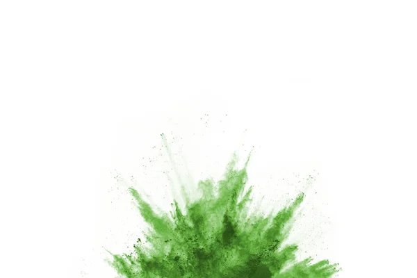 Explosão Verde Fundo Branco Nuvem Colorida Poeira Colorida Explode Pintura — Fotografia de Stock