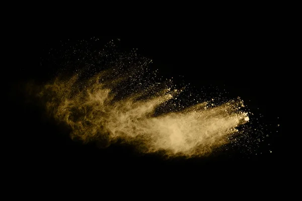 Взрыв Золотого Порошка Черном Фоне Цветное Облако Разноцветная Пыль Взрывается — стоковое фото