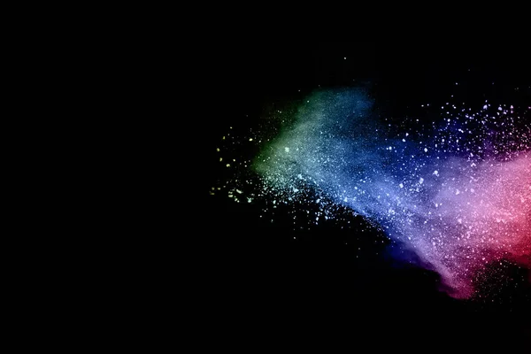 Abstract Colored Dust Explosion Black Background Abstract Powder Splatted Background — Stock Photo, Image