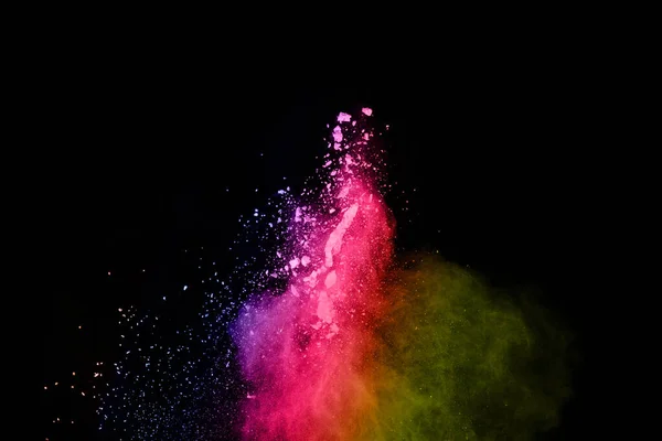 Abstract Colored Dust Explosion Black Background Abstract Powder Splatted Background — Stock Photo, Image