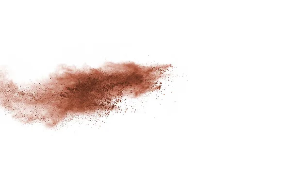 Beyaz Arka Planda Kahverengi Renkli Toz Patlaması Renkli Bulut Renkli — Stok fotoğraf