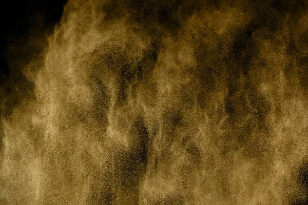 黒の背景に黄金の粉爆発 雲の色 カラフルな塵が爆発する ペイント — ストック写真