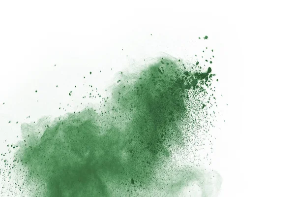 Green Powder Explosion White Background Colored Cloud Colorful Dust Explode — Stock Photo, Image