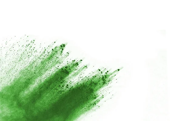 Explosão Verde Fundo Branco Nuvem Colorida Poeira Colorida Explode Pintura — Fotografia de Stock