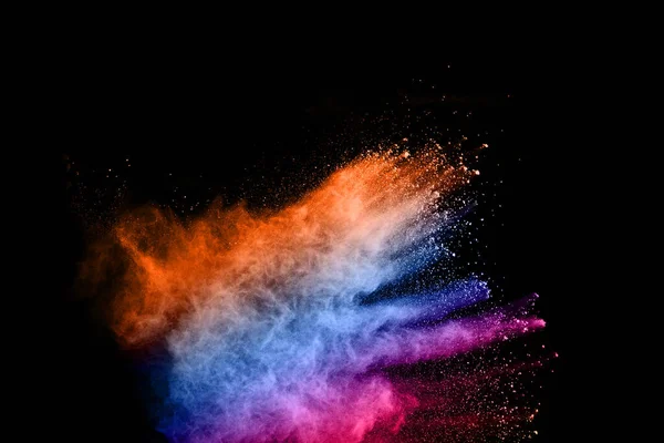 Abstract Colored Dust Explosion Black Background Abstract Powder Splatted Background — Stock Photo, Image