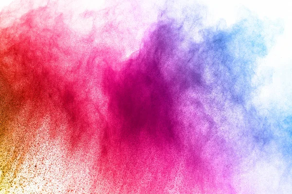 abstract powder splatted background. Colorful powder explosion on white background. Colored cloud. Colorful dust explode. Paint Holi.