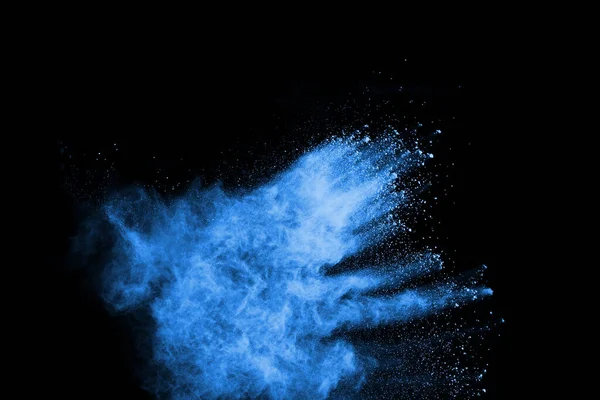 Blue Powder Explosion Black Background Colored Cloud Colorful Dust Explode — Stock Photo, Image