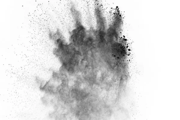 Particules Charbon Bois Sur Fond Blanc Poudre Abstraite Éclaboussée Sur — Photo