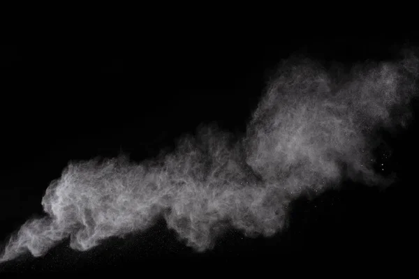 Esplosione Polvere Bianca Sfondo Nero Nuvola Colorata Polvere Colorata Esplodere — Foto Stock