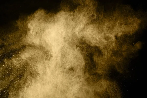 Explosión Polvo Dorado Sobre Fondo Negro Nube Colores Polvo Colorido — Foto de Stock