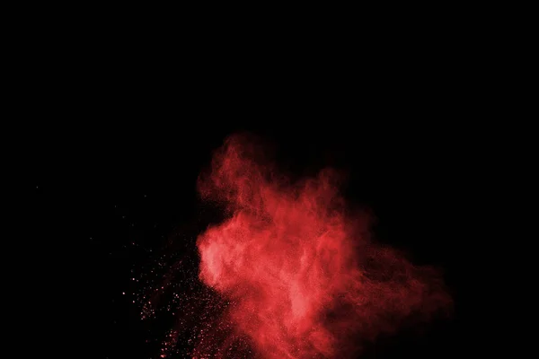 Explosion Abstraite Poudre Rouge Sur Fond Noir Poudre Rouge Abstraite — Photo