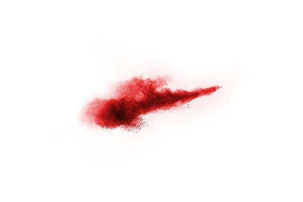 Freeze Motion Red Powder Exploding Isolated White Background Abstract Design — Stock Photo, Image