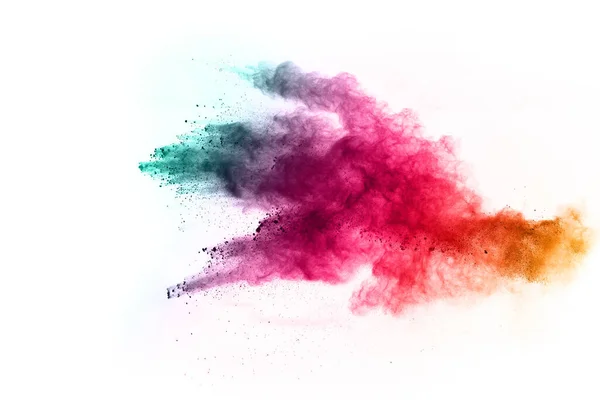 抽象粉状抛撒背景 白色背景上的彩色粉末爆炸 五颜六色的灰尘爆炸了 油漆Holi — 图库照片