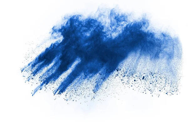 Μπλε Χρώμα Σκόνη Έκρηξη Λευκό Φόντο Χρωματιστό Σύννεφο Πολύχρωμη Σκόνη — Φωτογραφία Αρχείου