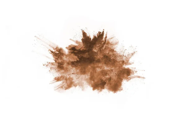 Brown Color Powder Explosion White Background Colored Cloud Colorful Dust — Stock Photo, Image