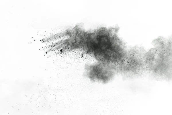 Particles Charcoal White Background Abstract Powder Splatted White Background Freeze — Stock Photo, Image