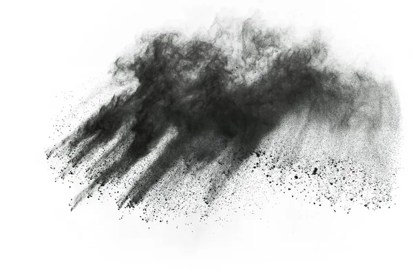 Partículas Carbón Vegetal Sobre Fondo Blanco Polvo Abstracto Salpicado Sobre — Foto de Stock