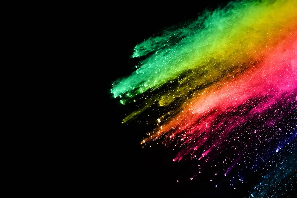 Abstract Colored Dust Explosion Black Background Abstract Powder Splatted Background — Stock Photo, Image