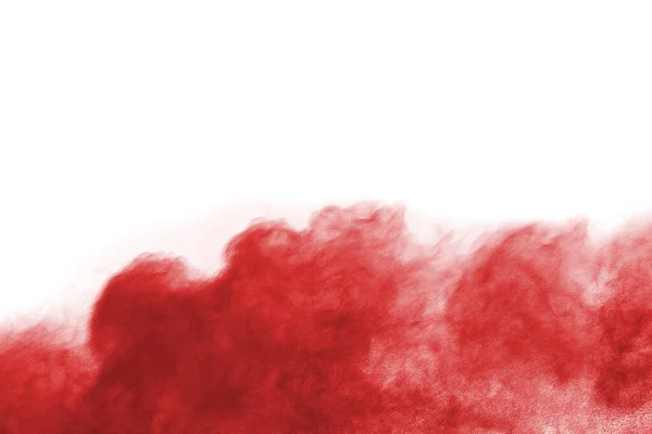 Freeze Motion Red Powder Exploding Isolated White Background Abstract Design — Stock Photo, Image