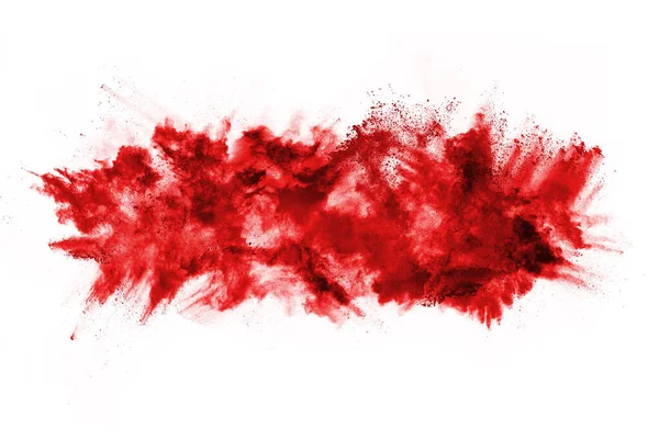 Freeze Motion Red Powder Exploding Isolated White Background Abstract Design — Stock Photo, Image