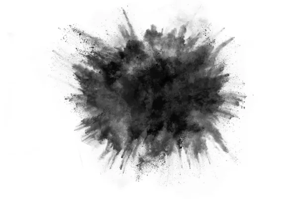 Particles Charcoal White Background Abstract Powder Splatted White Background Freeze — Stock Photo, Image