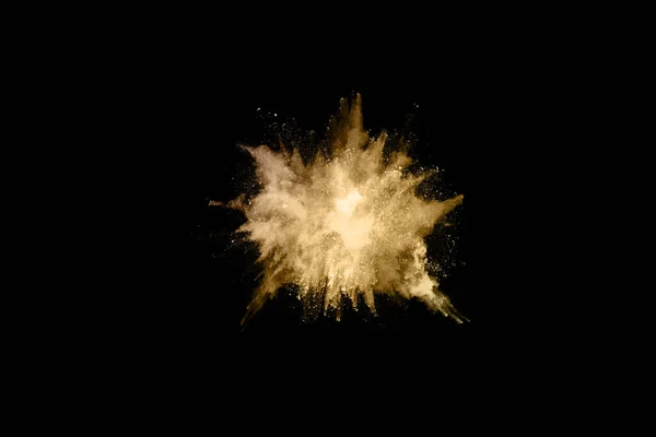 Golden Powder Explosion Black Background Colored Cloud Colorful Dust Explode — Stock Photo, Image