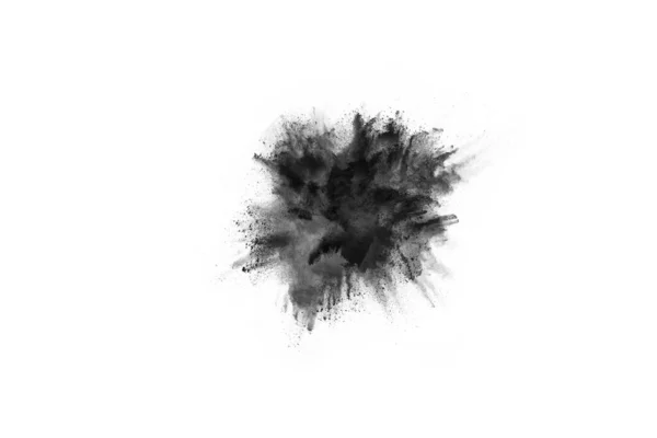 Particles Charcoal White Background Abstract Powder Splatted White Background Freeze — Stock Photo, Image