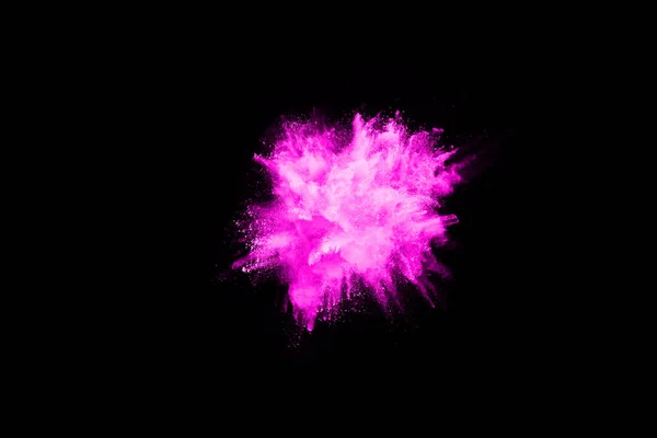 黒の背景にピンクの粉爆発 雲の色 カラフルな塵が爆発する ペイント — ストック写真