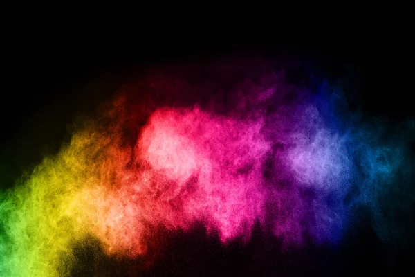 Abstract Colored Dust Explosion Black Background Abstract Powder Splatted Background — Stock Photo, Image