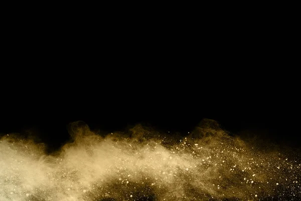 Siyah Arka Planda Altın Tozu Patlaması Renkli Bulut Renkli Toz — Stok fotoğraf