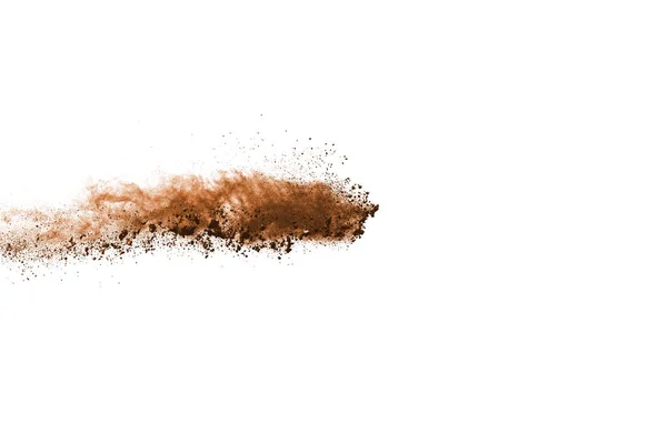 Brown Color Powder Explosion White Background Colored Cloud Colorful Dust — Stock Photo, Image