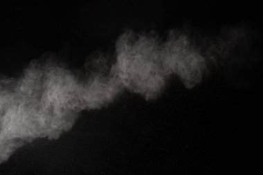 Siyah arka planda beyaz toz patlaması. Renkli bulut. Renkli toz patlar. Boya Holi.