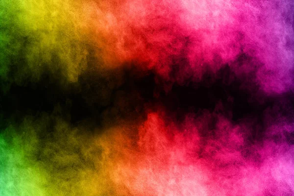 Abstract Colored Dust Explosion Black Background Abstract Powder Splatted Background — Stock Photo, Image