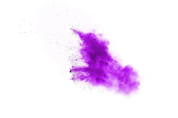 Explosión Polvo Primer Plano Una Explosión Partículas Polvo Púrpura Aislada —  Fotos de Stock
