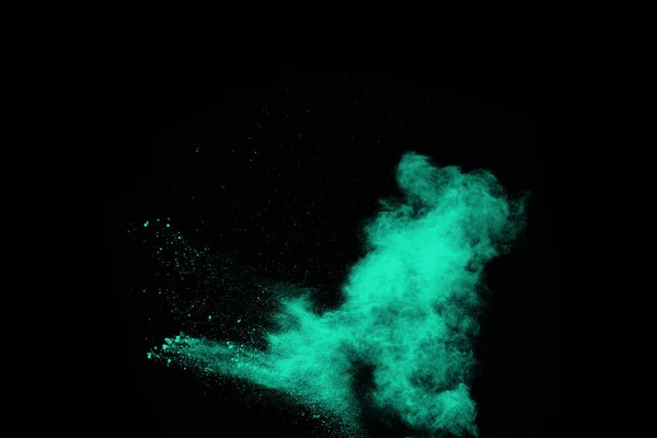 Explosión Polvo Azul Sobre Fondo Negro Nube Colores Polvo Colorido —  Fotos de Stock