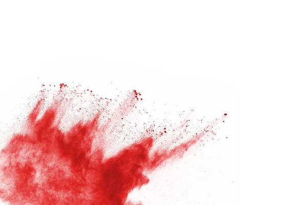 红色粉末爆炸的冻结运动 在白色背景下隔绝 红尘云的文摘设计 粒子爆炸屏幕保护器 — 图库照片
