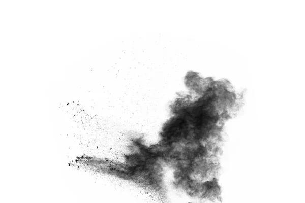 Particles Charcoal White Background Abstract Powder Splatted White Background Freeze — Stock Photo, Image