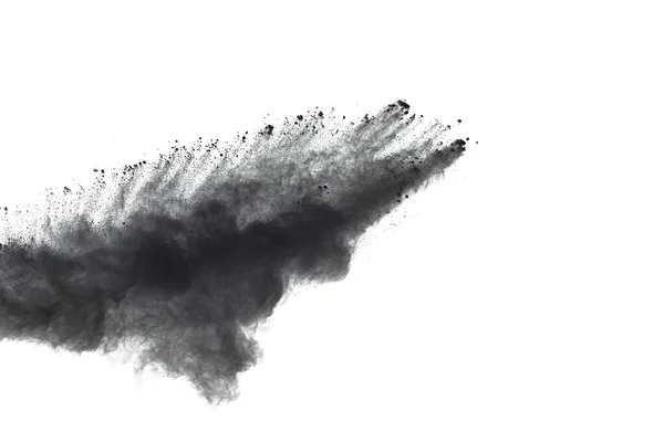 Particles Charcoal White Background Abstract Powder Splatted White Background Freeze — Stock Photo, Image