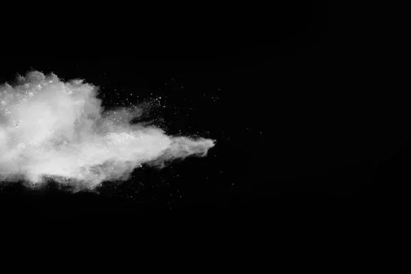 Witte Poeder Explosie Zwarte Achtergrond Gekleurde Wolk Kleurrijk Stof Explodeert — Stockfoto
