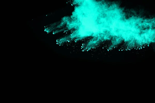 Blue Powder Explosion Black Background Colored Cloud Colorful Dust Explode — Stock Photo, Image