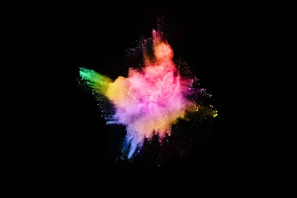 Abstract Colored Dust Explosion Black Background Abstract Powder Splatted Background — Stock Photo, Image